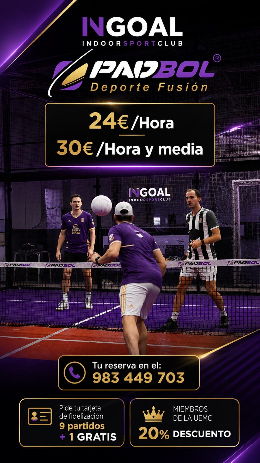 Jugadores de Padbol en la pista de INGOAL